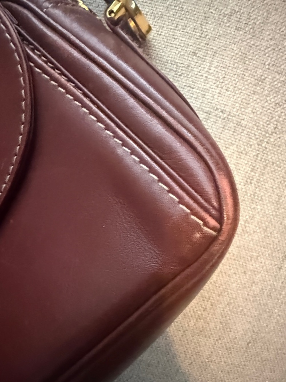 Cartier Brown Leather Crossbody Bag with Burgundy Dust Bag - Picture 5 of 14